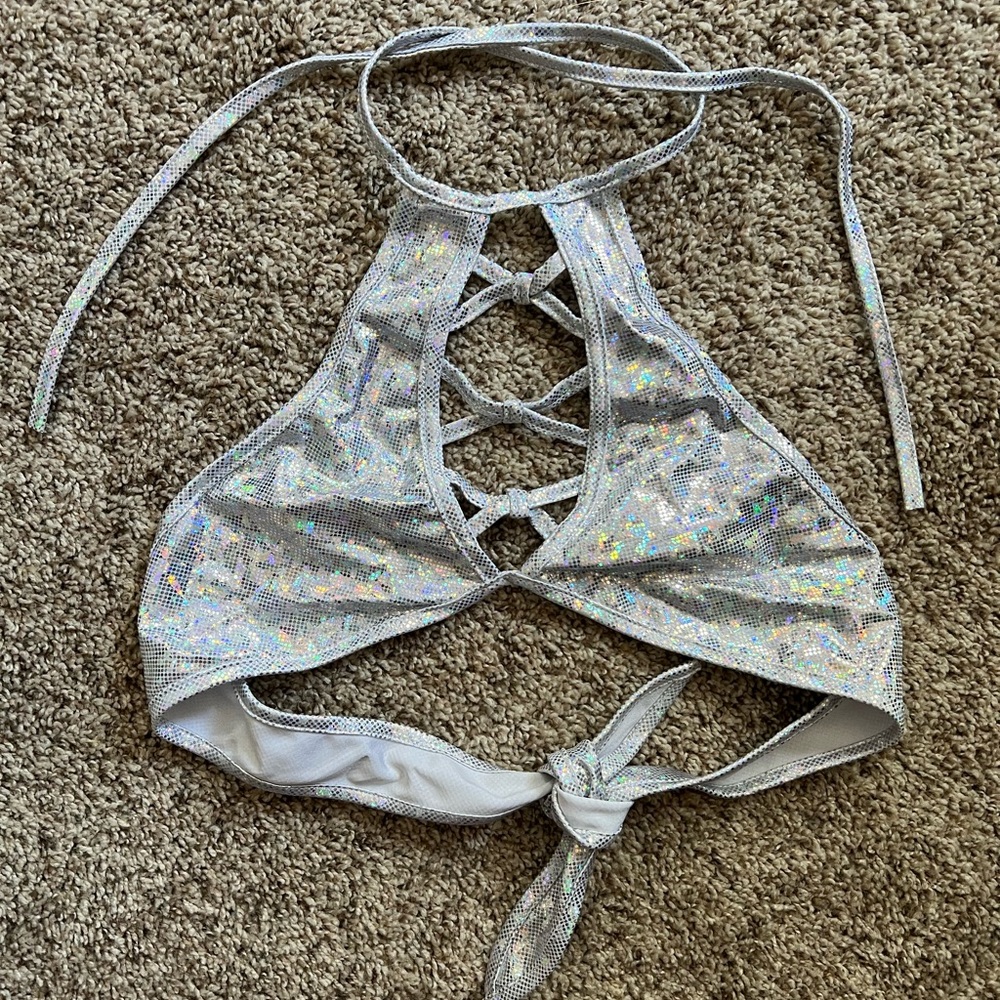 iHeartRaves Silver Holographic Rave Top